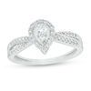 Thumbnail Image 0 of 1/3 CT. T.W. Diamond Pear-Shaped Frame Vintage-Style Engagement Ring in 14K White Gold