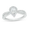 Thumbnail Image 1 of 1/3 CT. T.W. Diamond Pear-Shaped Frame Vintage-Style Engagement Ring in 14K White Gold