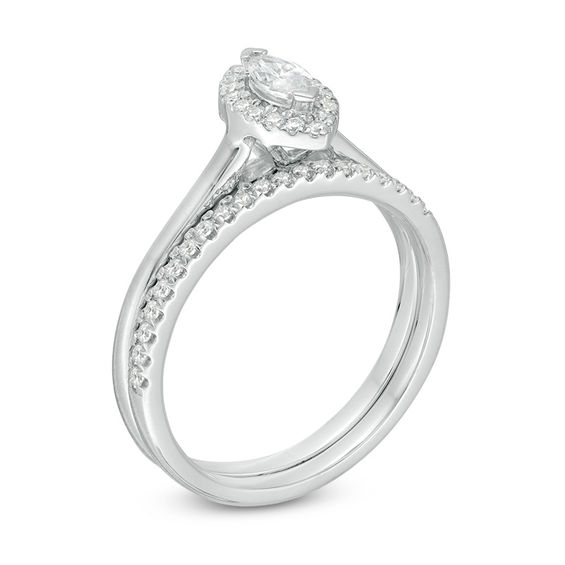 1/3 CT. T.w. Marquise Diamond Frame Bridal Set in 14K White Gold