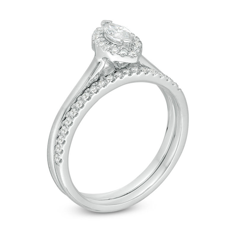 Main Image 3 of 1/3 CT. T.W. Marquise Diamond Frame Bridal Set in 14K White Gold