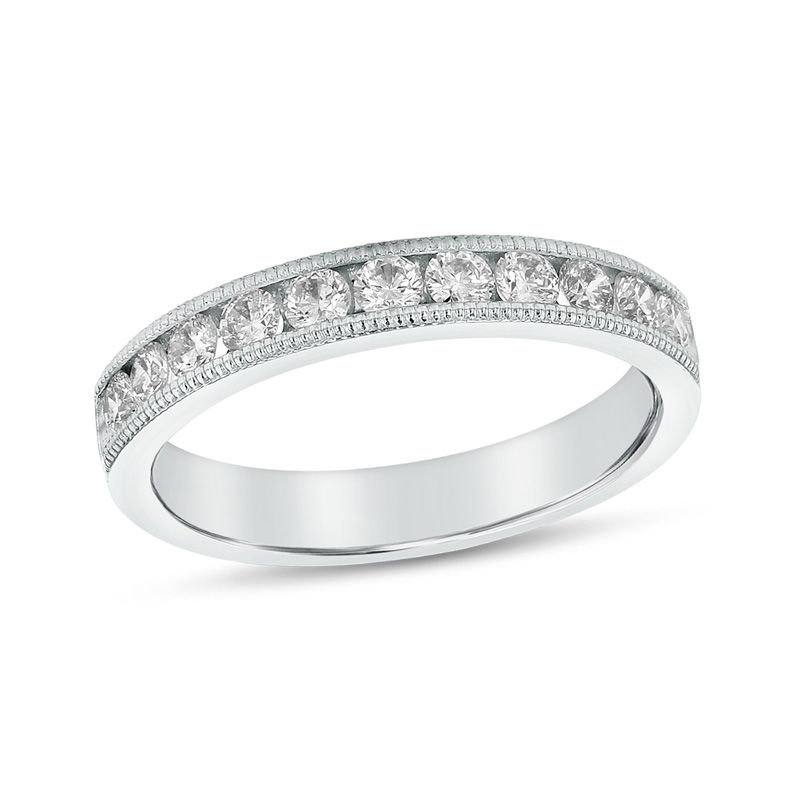 1/2 CT. T.W. Diamond Twelve Stone Vintage-Style Anniversary Band in 18K White Gold (G/SI2)