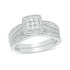 1/4 CT. T.W. Composite Diamond Square Frame Vintage-Style Bridal Set in Sterling Silver