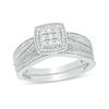 Thumbnail Image 1 of 1/4 CT. T.W. Composite Diamond Square Frame Vintage-Style Bridal Set in Sterling Silver