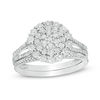 Thumbnail Image 1 of 1/4 CT. T.W. Composite Diamond Flower Bridal Set in Sterling Silver