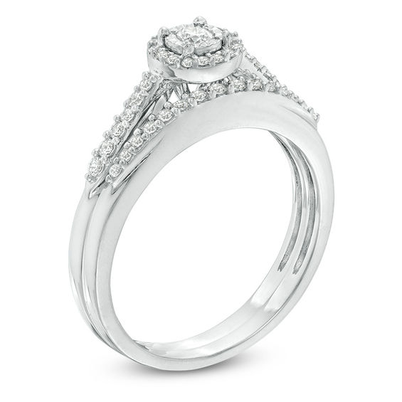 1/3 CT. T.w. Diamond Frame Bridal Set in 10K White Gold