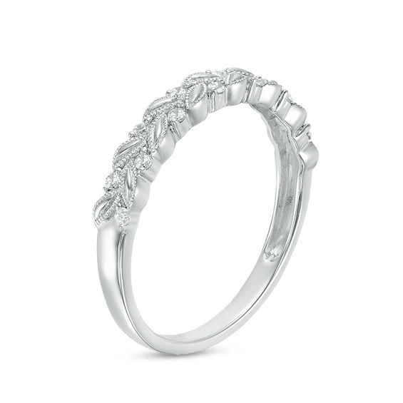1/10 CT. T.w. Diamond Laurel Leaf Stackable Band in 10K White Gold