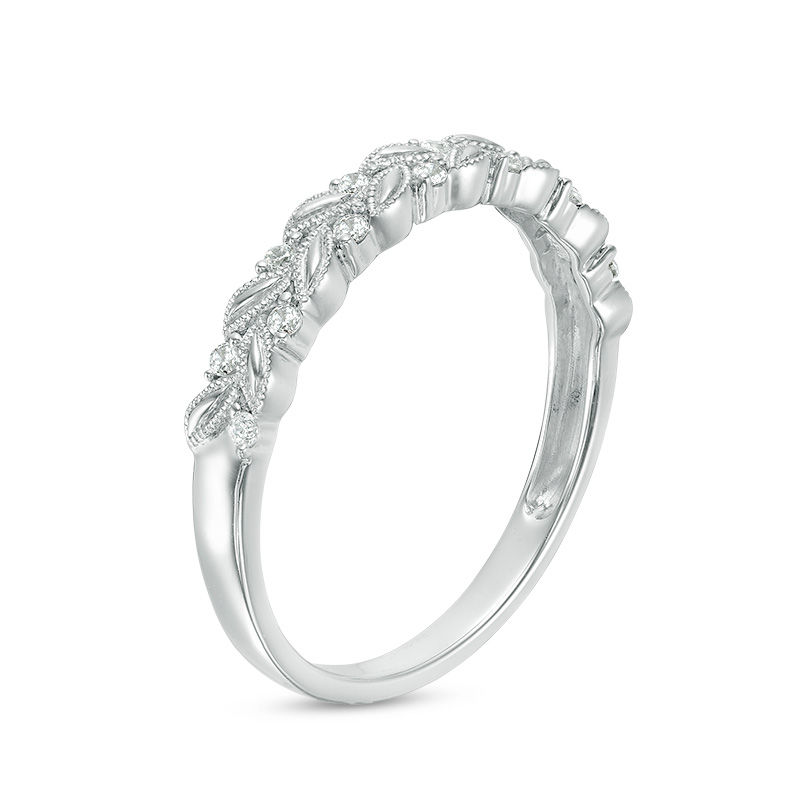 Main Image 2 of 1/10 CT. T.W. Diamond Laurel Leaf Stackable Band in 10K White Gold