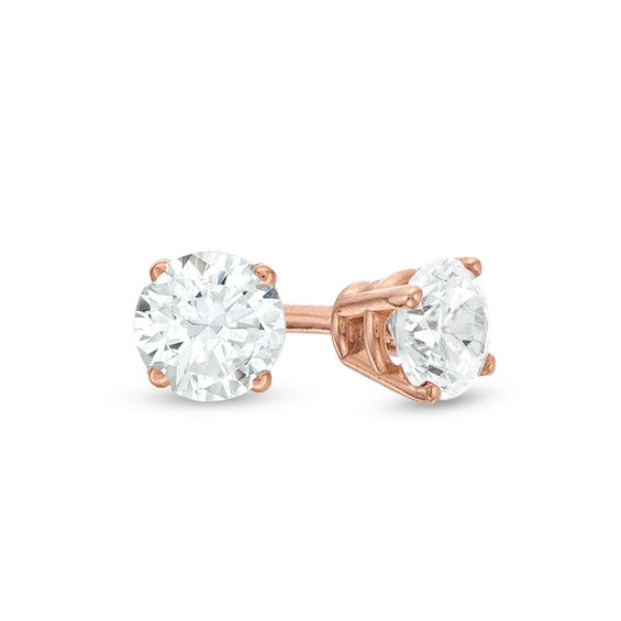 1/4 CT. T.W. Diamond Solitaire Stud Earrings in 10K Rose Gold | Zales