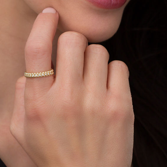1/15 CT. T.w. Diamond Beaded Anniversary Band in 10K Gold
