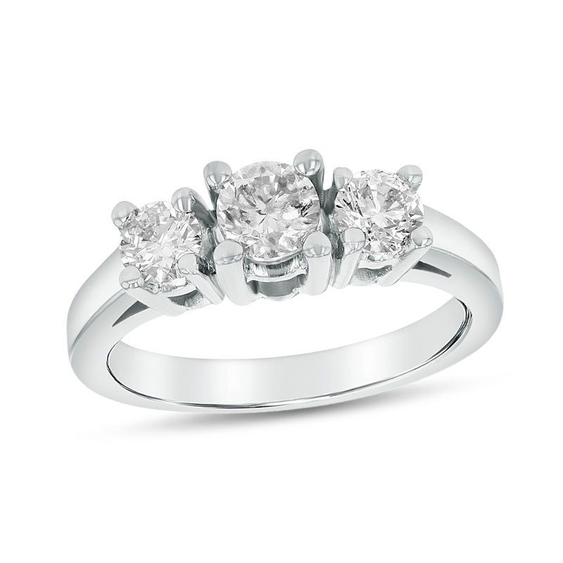 1 CT. T.W. Diamond Three Stone Engagement Ring in Platinum (G/SI2)