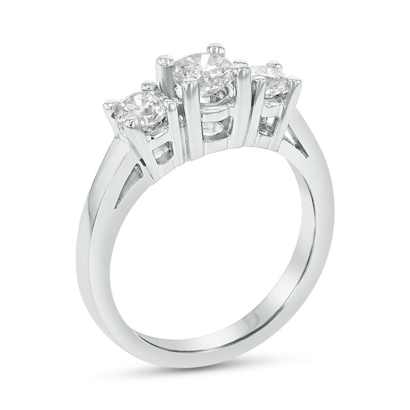 1 CT. T.W. Diamond Three Stone Engagement Ring in Platinum (G/SI2)