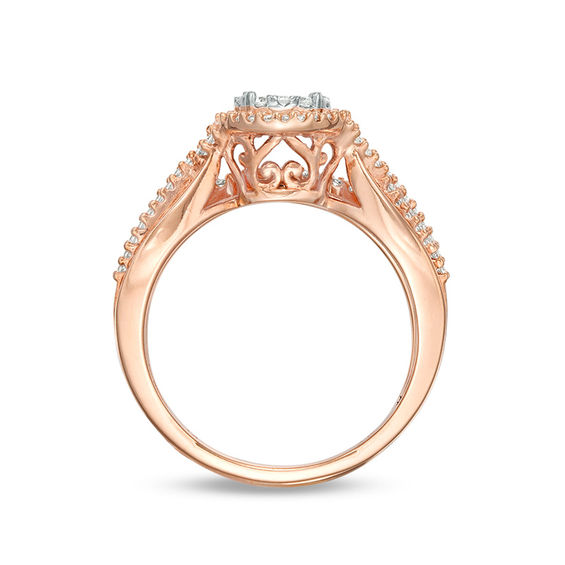3/8 CT. T.w. Composite Diamond Crossover Shank Bridal Set in 10K Rose Gold