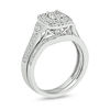 Thumbnail Image 2 of 1/3 CT. T.W. Diamond Double Square Frame Tri-Sides Bridal Set in Sterling Silver