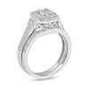 Thumbnail Image 1 of 1/3 CT. T.W. Diamond Double Square Frame Tri-Sides Bridal Set in Sterling Silver