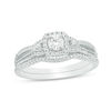 Thumbnail Image 1 of 1/2 CT. T.W. Diamond Square Frame Vintage-Style Bridal Set in 10K White Gold