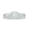Thumbnail Image 4 of 1/2 CT. T.W. Diamond Square Frame Vintage-Style Bridal Set in 10K White Gold