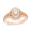 Thumbnail Image 1 of 1/2 CT. T.W. Oval Diamond Frame Vintage Style Engagement Ring in 14K Rose Gold