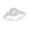 Thumbnail Image 1 of 1 CT. T.W. Certified Emerald-Cut Diamond Frame Past Present Future® Engagement Ring in 14K White Gold (I/I1)