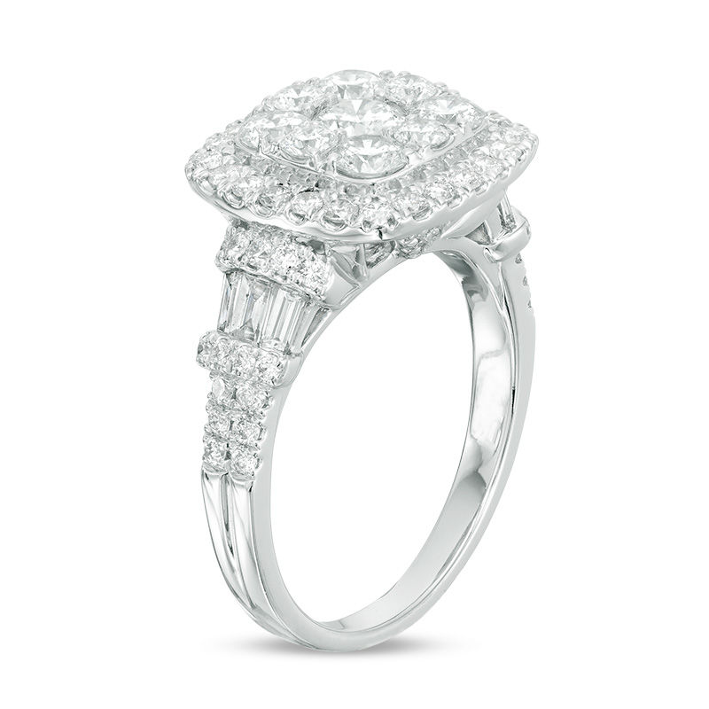 Main Image 2 of 2 CT. T.W. Diamond Double Cushion Frame Collar Engagement Ring in 14K White Gold