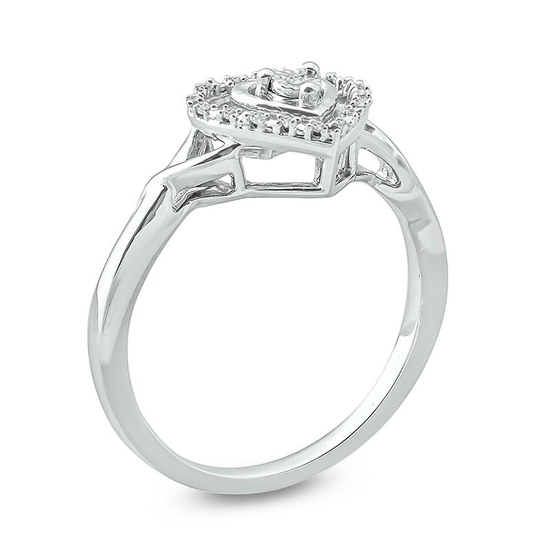Main Image 2 of 1/20 CT. T.W. Diamond Heart Frame Twist Promise Ring in Sterling Silver