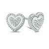 Thumbnail Image 1 of 1/20 CT. T.W. Diamond Beaded Frame Heart Stud Earrings in Sterling Silver
