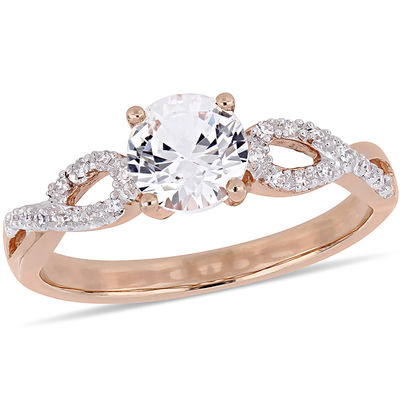 Details about   1.36 ct Round Halo White Sapphire Classic Bridal Statement Ring 14k Rose Gold 