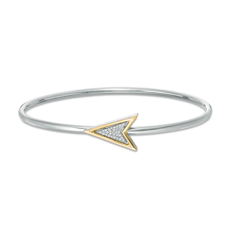 Main Image 1 of Convertibilities 1/15 CT. T.W. Diamond Arrow Flex Two-in-One Bangle in Sterling Silver and 10K Gold