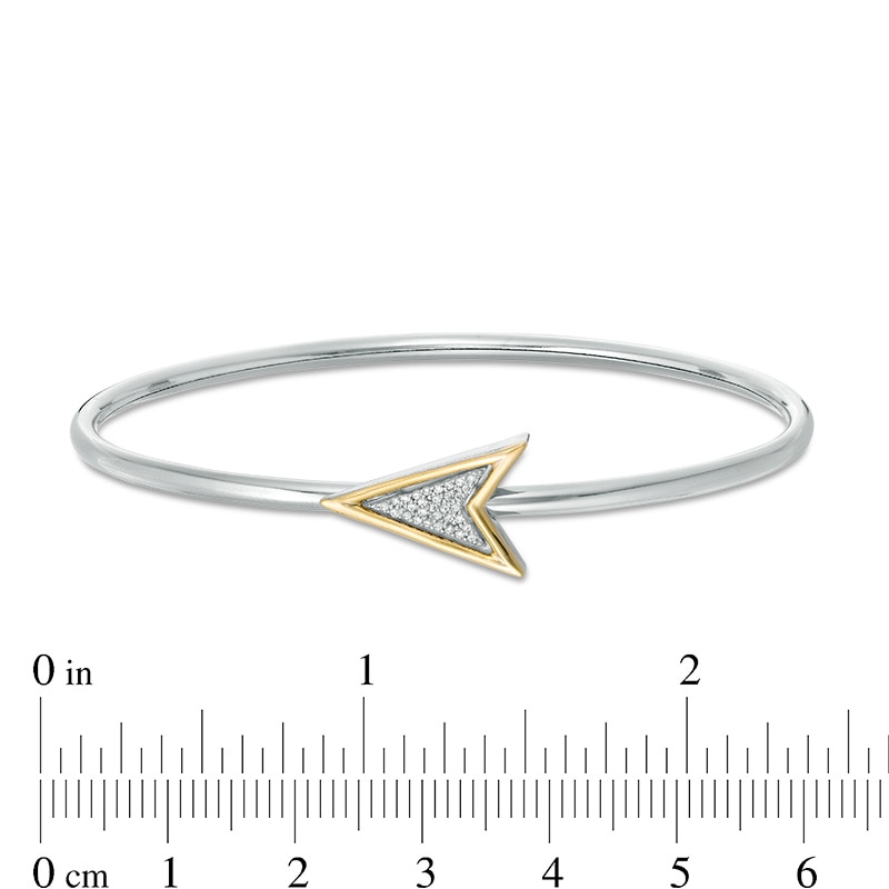 Main Image 3 of Convertibilities 1/15 CT. T.W. Diamond Arrow Flex Two-in-One Bangle in Sterling Silver and 10K Gold