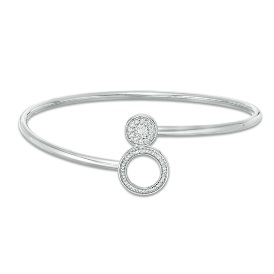 Convertibilities 1/5 CT. T.w. Diamond Circle Frame Flex Two-in-One Bangle in Sterling Silver