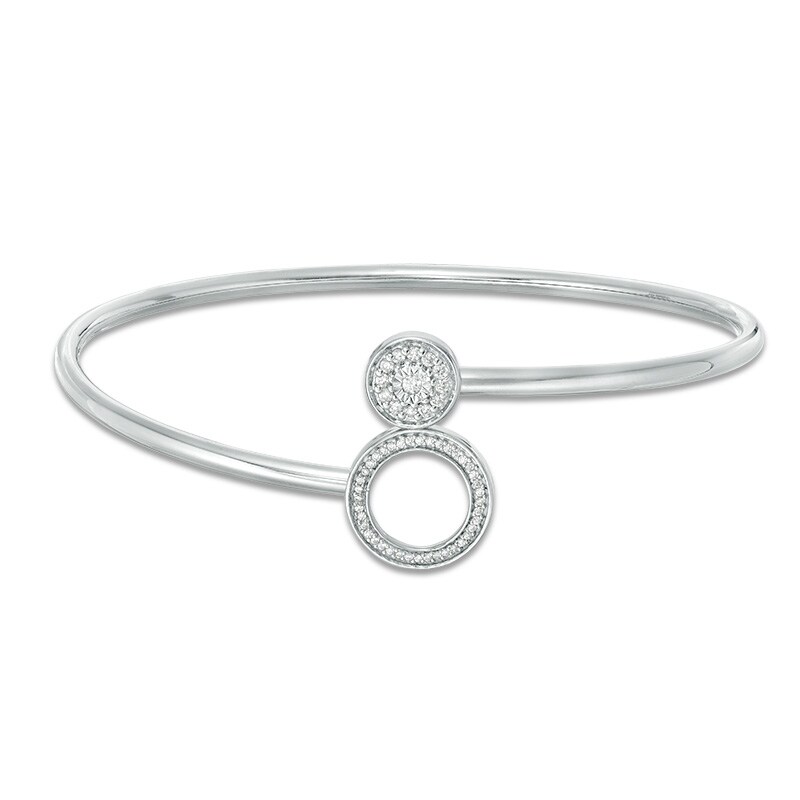 Main Image 2 of Convertibilities 1/5 CT. T.W. Diamond Circle Frame Flex Two-in-One Bangle in Sterling Silver