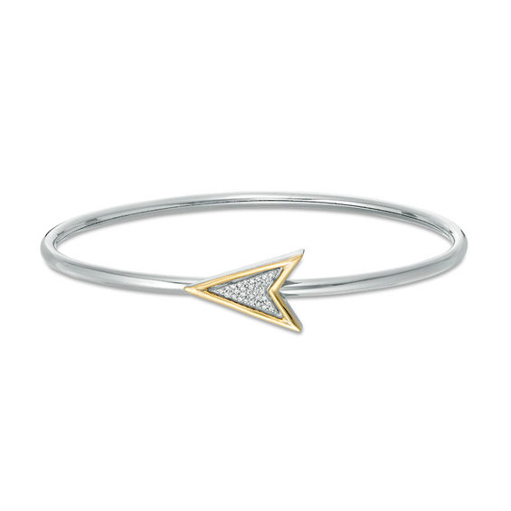 Convertibilities 1/15 CT. T.w. Diamond Arrow Flex Two-in-One Bangle in Sterling Silver and 10K Gold