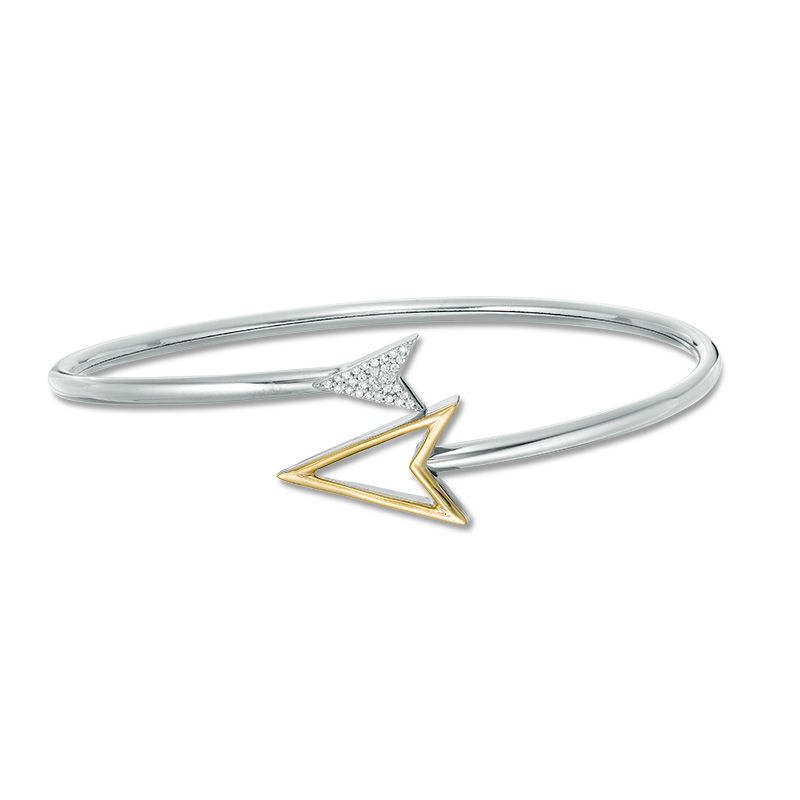 Convertibilities 1/15 CT. T.W. Diamond Arrow Flex Two-in-One Bangle in Sterling Silver and 10K Gold