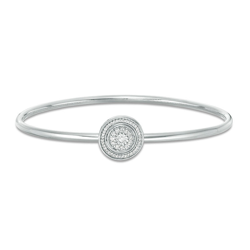 Convertibilities 1/5 CT. T.W. Diamond Circle Frame Flex Two-in-One Bangle in Sterling Silver