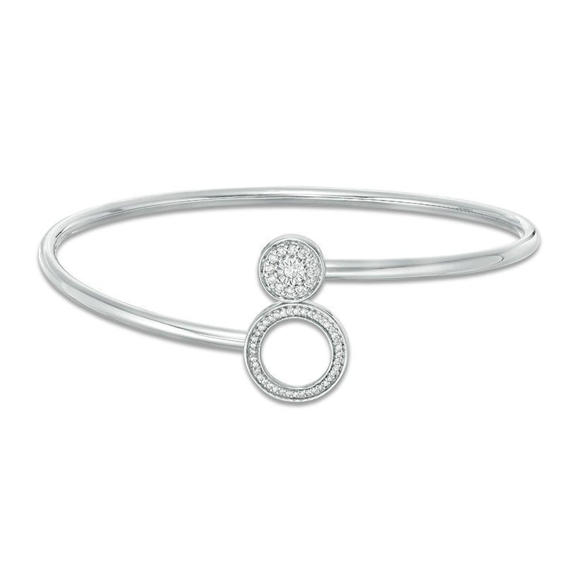 Convertibilities 1/5 CT. T.W. Diamond Circle Frame Flex Two-in-One Bangle in Sterling Silver