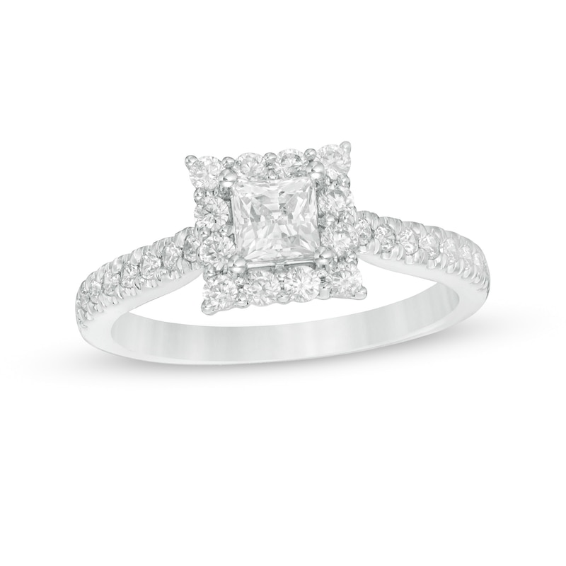 Main Image 1 of Love's Destiny by Zales 1 CT. T.W. Certified Princess-Cut Diamond Frame Engagement Ring in 14K White Gold (I/SI2)