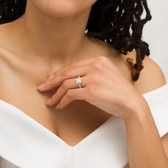Love's Destiny by Zales 1 CT. T.w. Certified Princess-Cut Diamond Frame Engagement Ring in 14K White Gold (I/Si2)