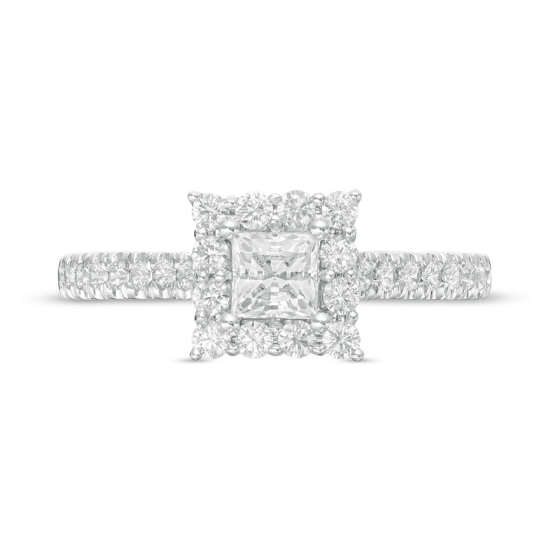 Main Image 4 of Love's Destiny by Zales 1 CT. T.W. Certified Princess-Cut Diamond Frame Engagement Ring in 14K White Gold (I/SI2)