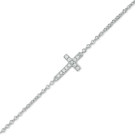 1/20 CT. T.w. Diamond Sideways Cross Bracelet in Sterling Silver