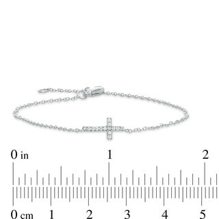 1/20 CT. T.W. Diamond Sideways Cross Bracelet in Sterling Silver | Zales