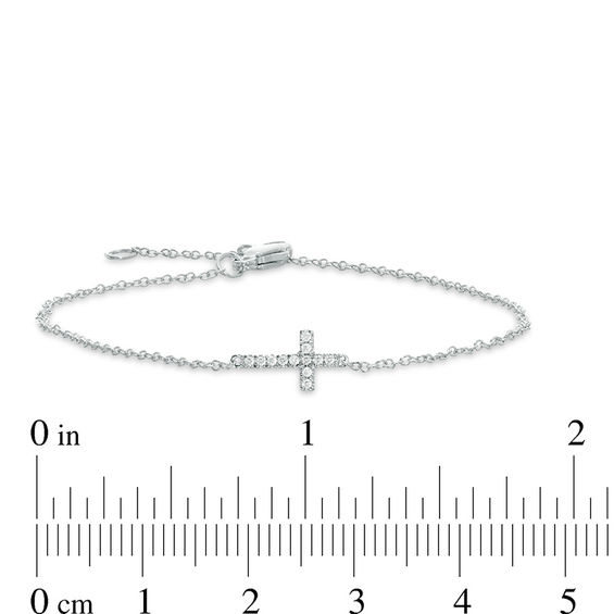 1/20 CT. T.w. Diamond Sideways Cross Bracelet in Sterling Silver