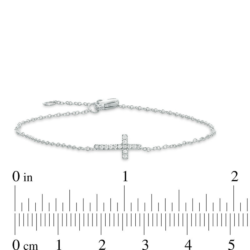 1/20 CT. T.W. Diamond Sideways Cross Bracelet in Sterling Silver