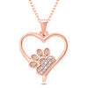 Thumbnail Image 0 of Diamond Accent Paw Print Heart Pendant in Sterling Silver with 14K Rose Gold Plate