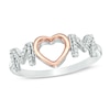 Thumbnail Image 3 of Convertibilities 1/6 CT. T.W. Diamond Heart "MOM" Three-in-One Ring in Sterling Silver and 10K Rose Gold