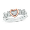 Thumbnail Image 0 of Convertibilities 1/6 CT. T.W. Diamond Heart "MOM" Three-in-One Ring in Sterling Silver and 10K Rose Gold