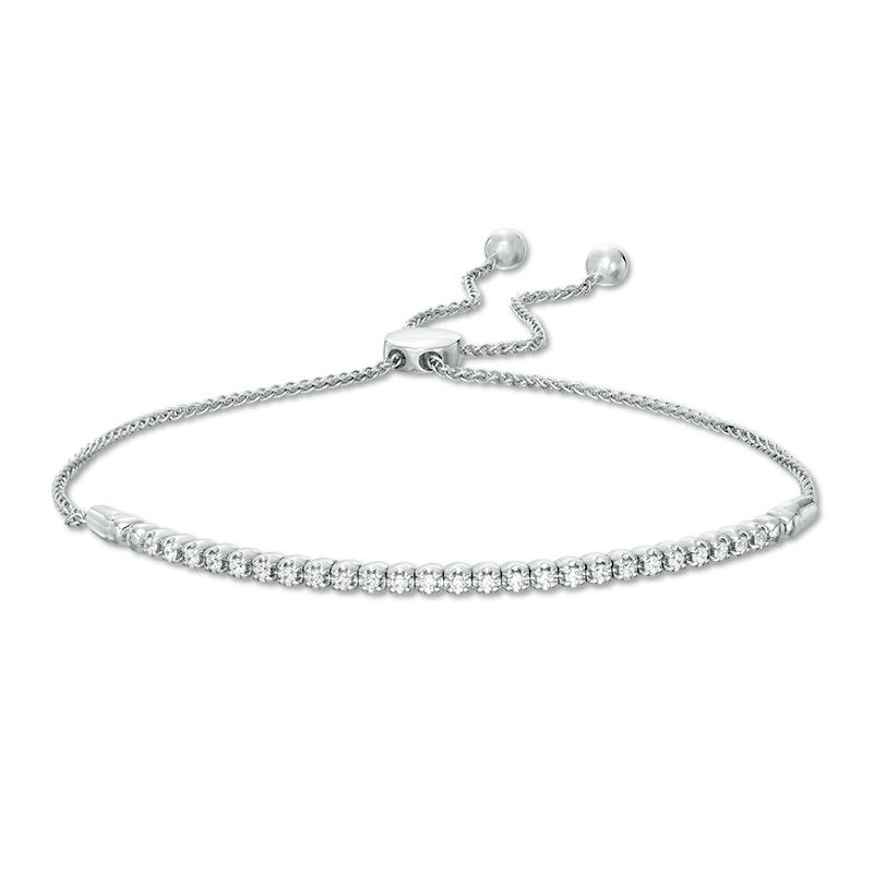 Main Image 1 of 1/4 CT. T.W. Diamond Flex Bar Bolo Bracelet in 10K White Gold - 9.5"