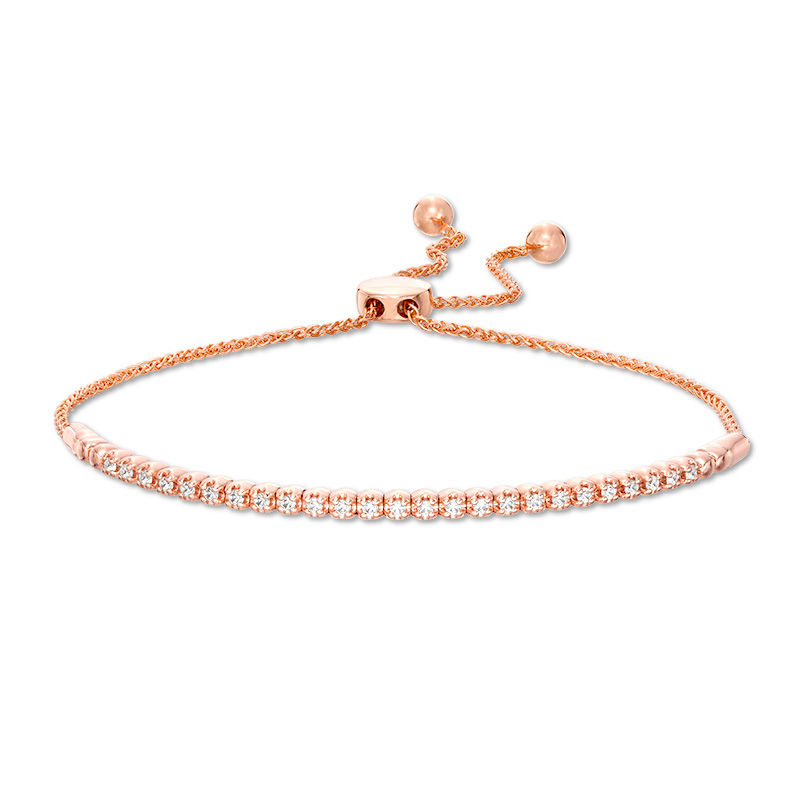 Main Image 1 of 1/4 CT. T.W. Diamond Flex Bar Bolo Bracelet in 10K Rose Gold - 9.5"