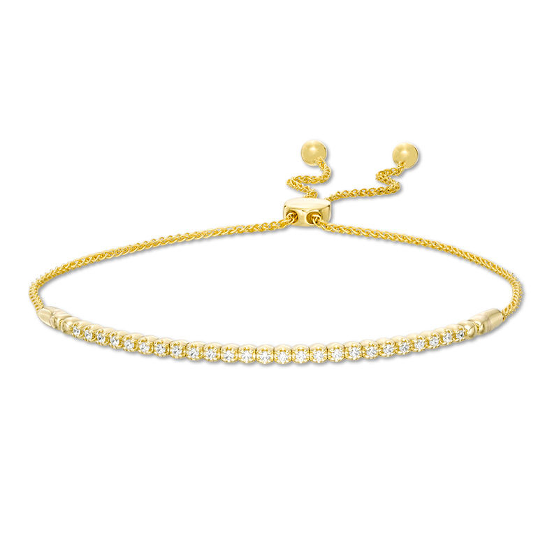 Main Image 1 of 1/4 CT. T.W. Diamond Flex Bar Bolo Bracelet in 10K Gold - 9.5"