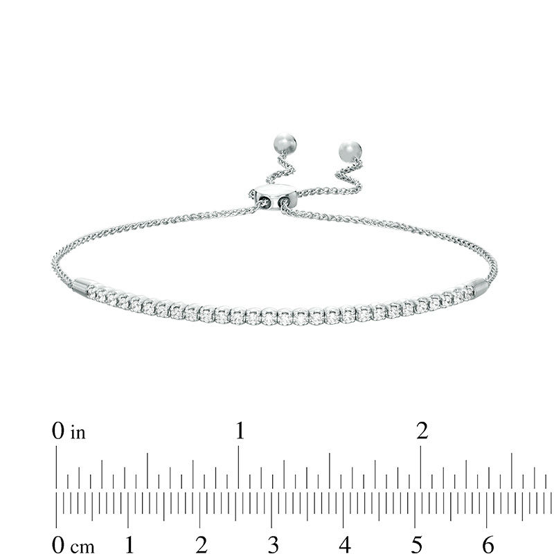 1/2 CT. T.W. Diamond Beaded Flex Bolo Bracelet in 10K White Gold - 9.5"