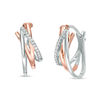 Thumbnail Image 1 of 1/15 CT. T. W. Diamond Inverted "V"-Shape Hoop Earrings in 10K Two-Tone Gold