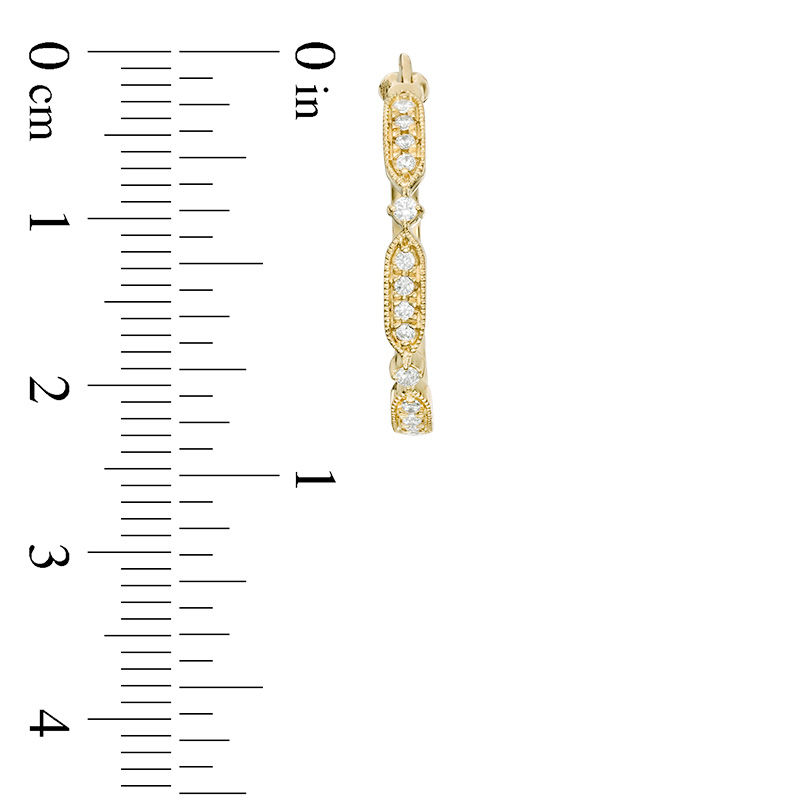 Main Image 3 of 1/5 CT. T.W. Diamond Vintage-Style Hoop Earrings in 10K Gold